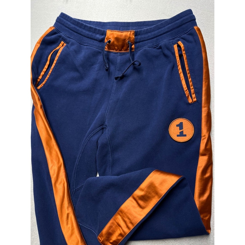 Nike Air Force 1 French Terry Jogger Pants Mens M 30x29 Blue Orange Satin AF1